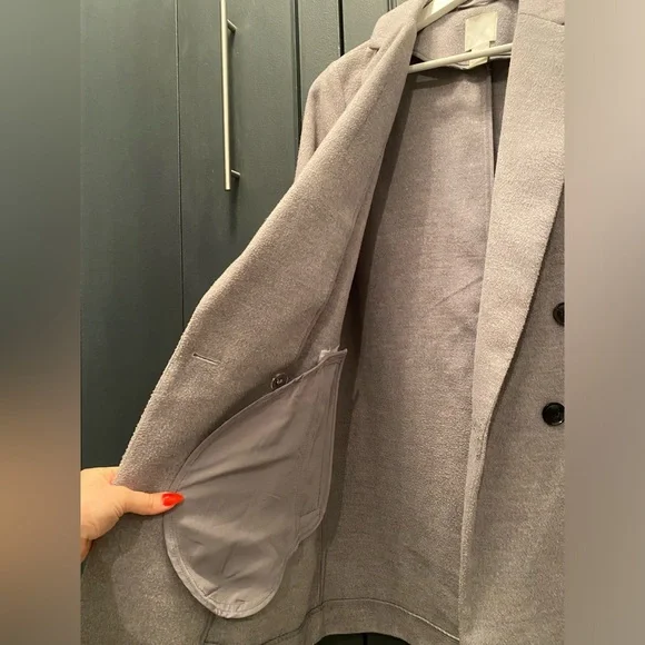 H&M - Double Breasted Coat in Light Grey - Size 2 - Picture 8 of 11